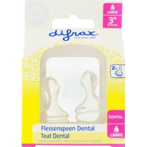 Difrax Flessenspeen Dental Large 3+ maanden 2 stuks 8711736006960