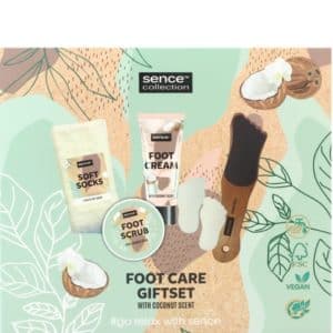 Geschenk Sence Foot Care Coconut Food cream 100ml + Voetenscrub 100ml + Bath Fizzer 2x 30gr. + Socks + Foot File 8720604319125