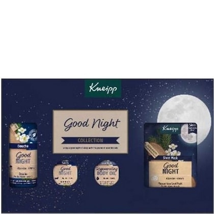 Geschenk Kneipp – Good Night, Douche 75 ml , Badolie 20 ml, Body-oil 20 ml, Sheetmasker 1pcs 8712585034562