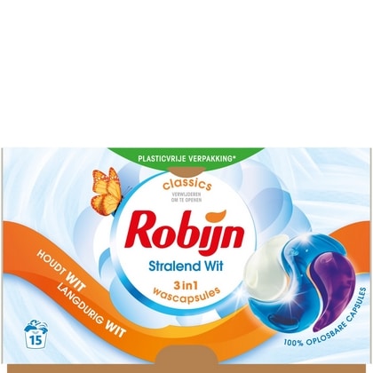 Robijn Wasmiddel Capsules – Stralend Wit 15 caps 8720181395321