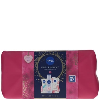Geschenk Nivea - Rediant Rose & Argan Oil Bodylotion 200 ml, Facemask 2 x 7,5 gr, Lipbalm Rose 4,8 gr & Cream Soft 75 ml, in Tasje. - 5025970016177