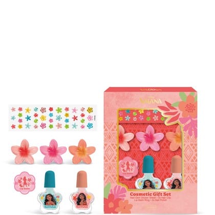 Geschenk Disney - Vaiana Set Cosmetic Nagellak 2 st 3,5 ml, Nagelsticker Sheet, Haarclip 3 st, Lipbalm 1 gr - 7 st. - 8721382704134