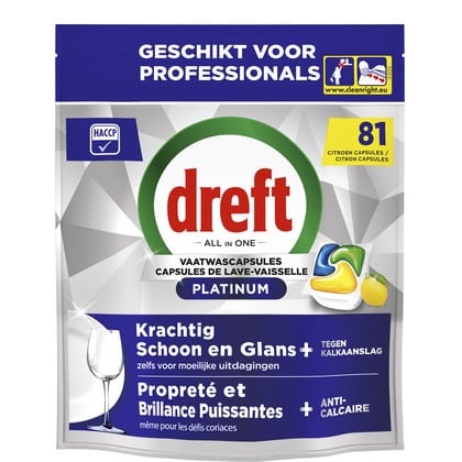 Dreft Vaatwastabs - All in One Platinum Citroen 81 stuks - 8006530195782